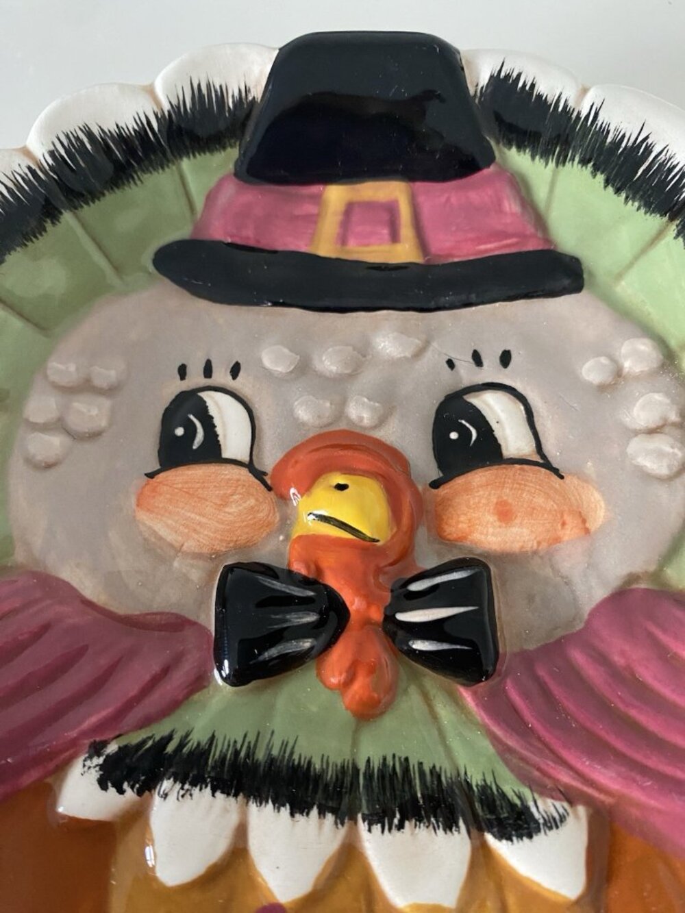 Johanna Parker Fall Thanksgiving Turkey Pilgrim Hat Ceramic Spoon Rest NEW - Picture 2 of 8